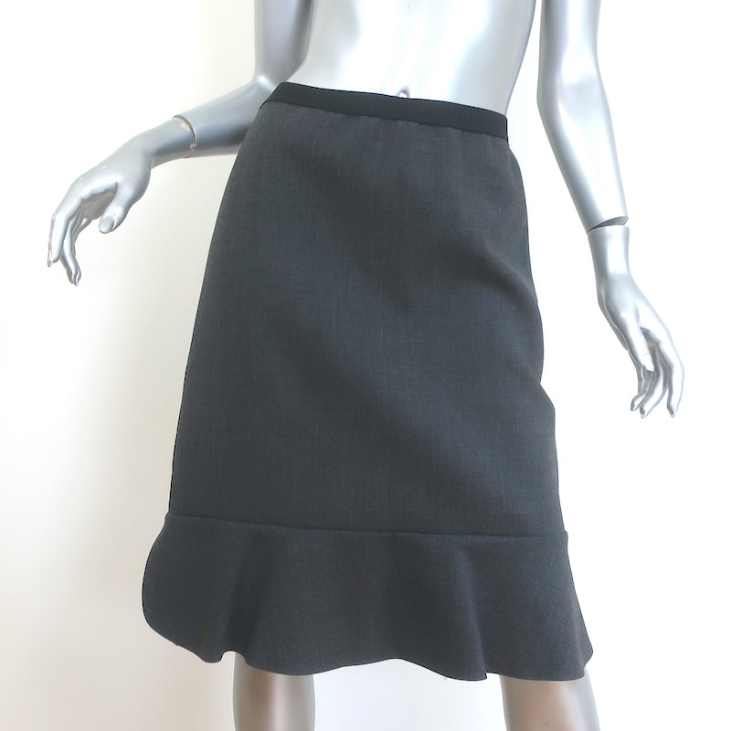 Marni Tulip Hem Skirt Gray Stretch Wool Size 40