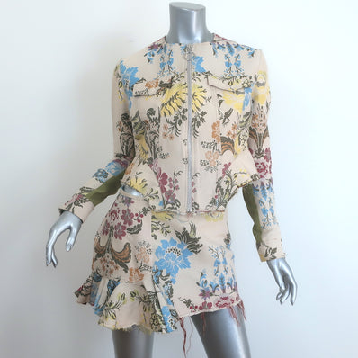 Marques'Almeida Floral Jacquard Peplum Jacket & Mini Skirt Set Size Large/10