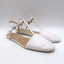 Marsell Distesa T-Strap Ballet Flats White Leather Size 40