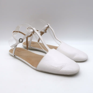 Marsell Distesa T-Strap Ballet Flats White Leather Size 40
