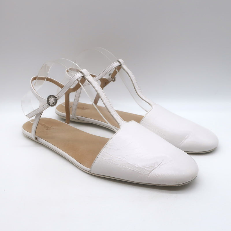 Marsell Distesa T-Strap Ballet Flats White Leather Size 40