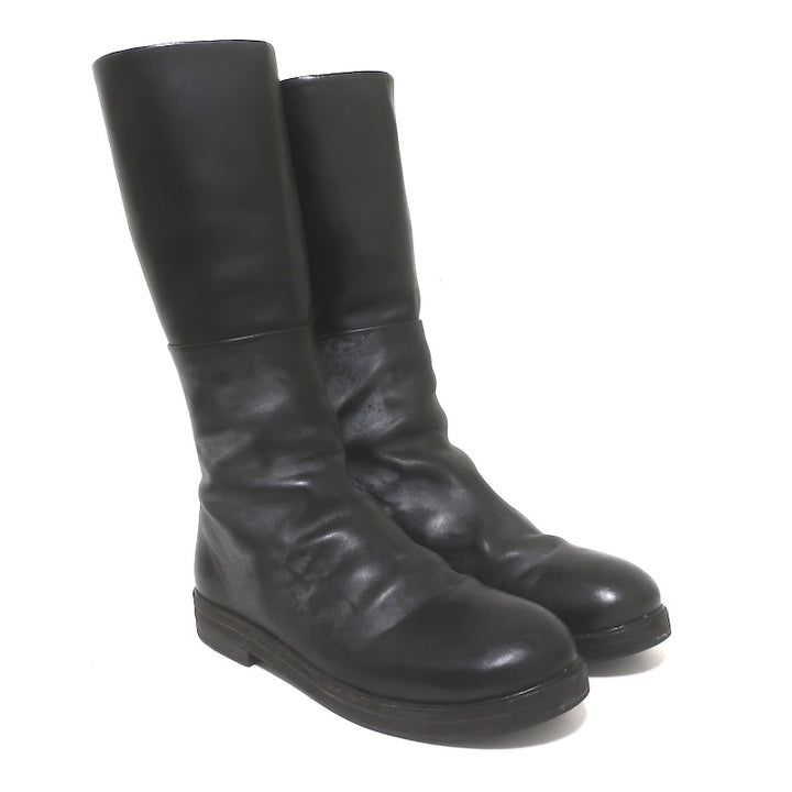 Marsell Zuccolona Tall Boots Black Buffed Leather Size 41
