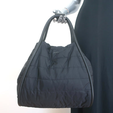 Max Mara Marine Quilted Nylon Tote Black Large Crossbody Bag