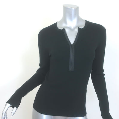 Michael Kors Half-Zip Sweater Black Stretch Wool