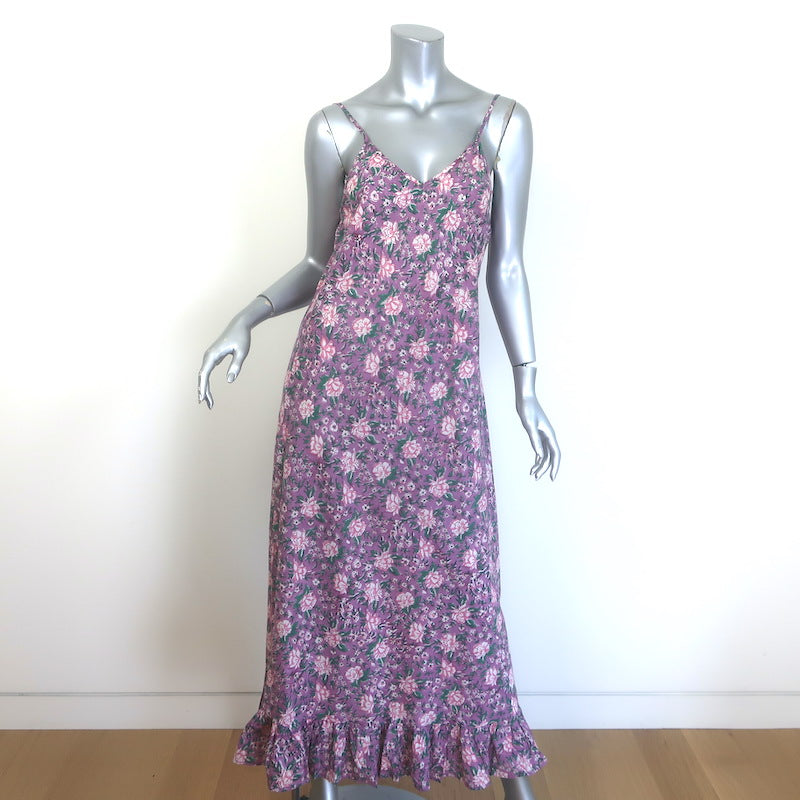 Mille Roma Midi Slip Dress Lavender Floral Block Print Cotton 