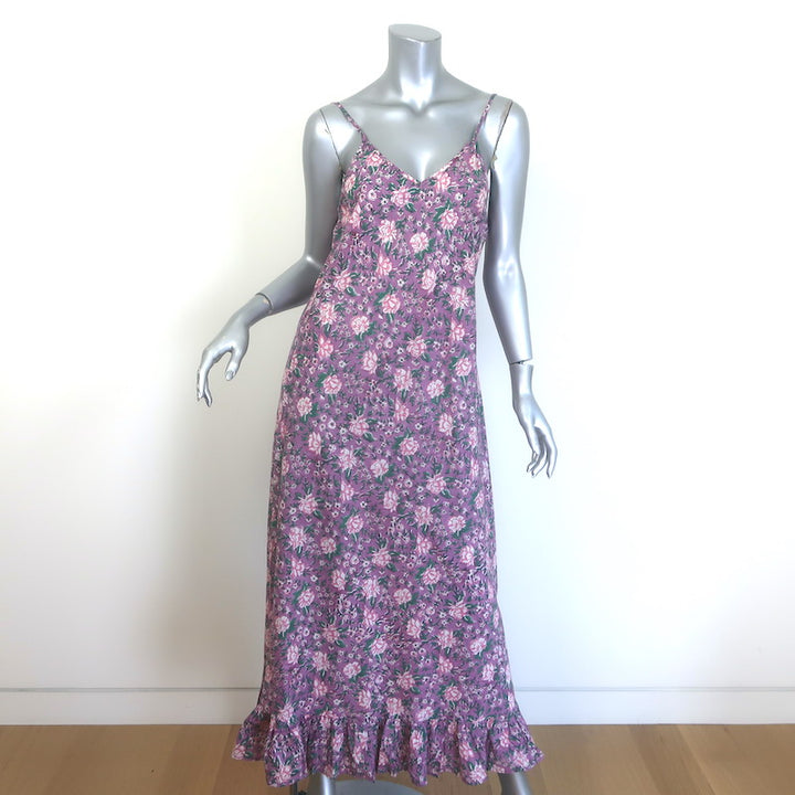 Mille Roma Midi Slip Dress Lavender Floral Block Print Cotton 