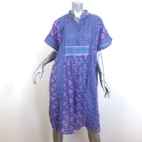 Mille Short Sleeve Dress Blue/Pink Floral Print Cotton One Size