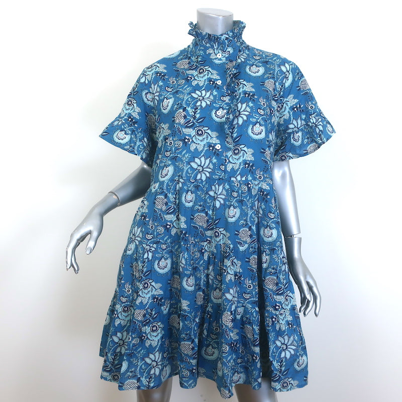 Mille Violetta Ruffled Mini Dress French Blue Floral Print Cotton Size Celebrity Owned Mille Violetta Ruffled Mini Dress French Blue Floral Print Cotton Size Celebrity Owned