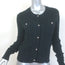 Minnie Rose Faux Pearl-Button Cable Knit Cardigan Black Cotton-Blend Size Small