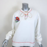 Mira Mikati Mushroom & Rainbow-Embroidered Sweatshirt Cream Cotton Size 40