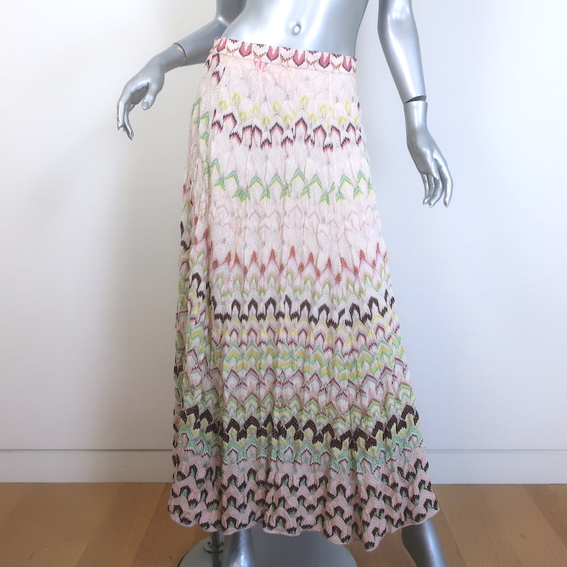 Missoni Chiara Maxi Skirt Light Pink/Multi Metallic Knit 