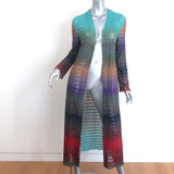 Missoni Metallic Knit Long Cardigan Multicolor Size 42 Open-Front Sweater