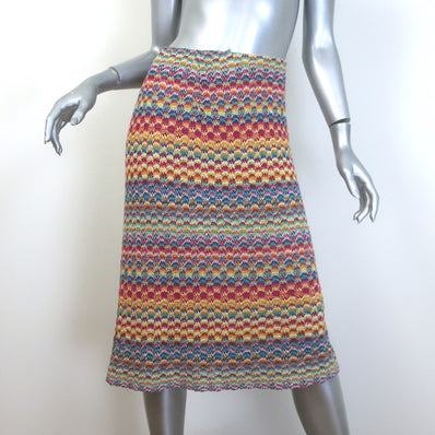 Missoni Rainbow Knit Skirt Multicolor Cotton-Blend Size 44