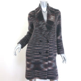 Authentic Missoni double-breasted brushed mohair coat in black and brown, pre-owned, luxury space-dye finish, size 38