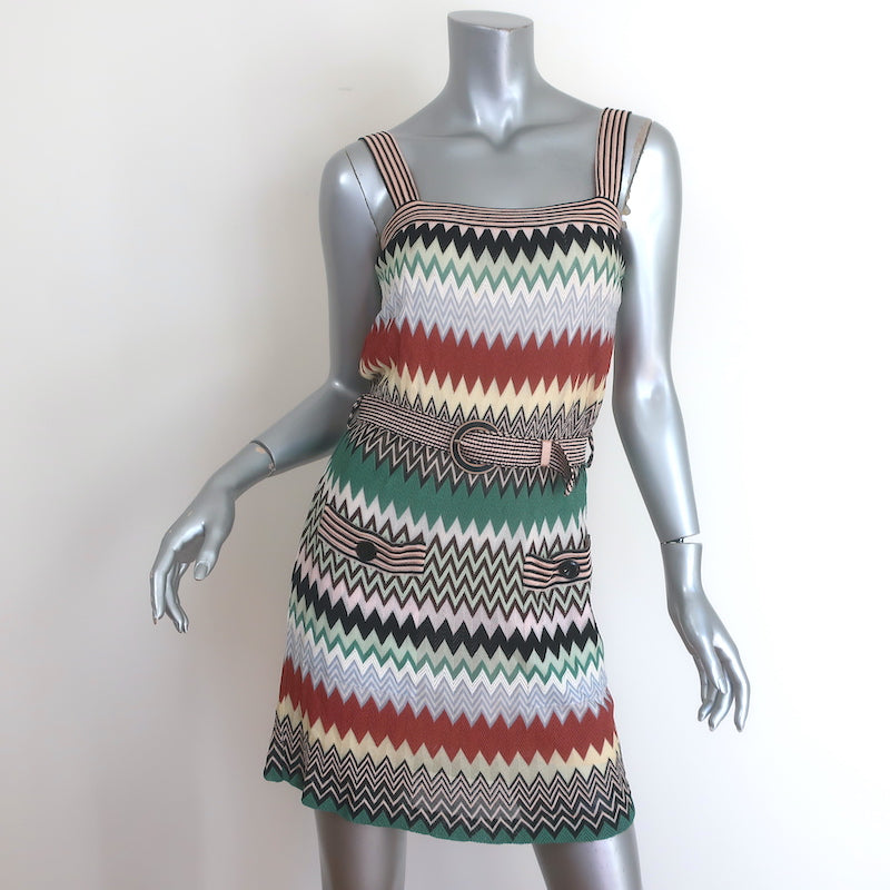 missoni zig zag mini dress Missoni Zig Zag Knit Belted Mini Dress Multicolor Size 40 – Celebrity Owned