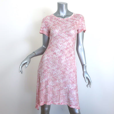 Missoni Zig Zag Knit Short Sleeve Dress Light Pink Size 42