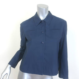 Miu Miu Cropped Jacket Navy Cotton-Blend Size 40