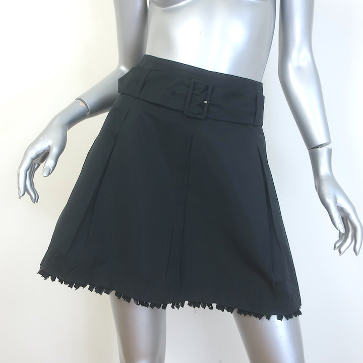 Miu Miu Taffeta Belted Mini Skirt Black Size 40
