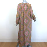 Momoni Lela Long Sleeve Maxi Dress Pink/Beige Printed Silk Size 40