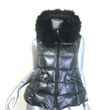 Moncler Anse Faux Fur-Collar Down Puffer Vest Gunmetal Size 0