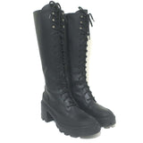 Moncler C Lug Sole Lace-Up Knee High Boots Black 
