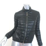 Moncler Delfi Leather Down Puffer Jacket Black Size 0