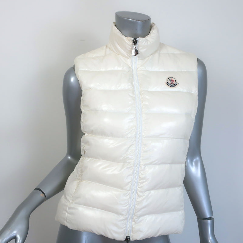 Moncler Ghany Down Puffer Vest Cream Size 0