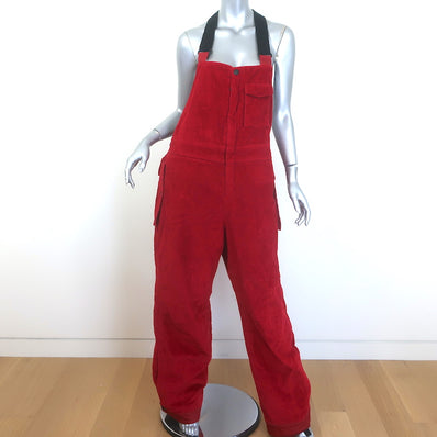 Moncler Grenoble Corduroy Ski Bib Sallopettes Red 