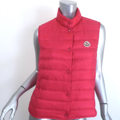 Authentic Moncler Liane packable down puffer vest in fuchsia, down-filled, size 2 — pre-owned and gently worn