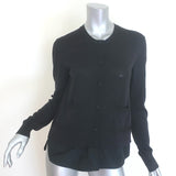 Moncler Pleated-Back Mixed Media Cardigan Black Cotton-Blend Size Small