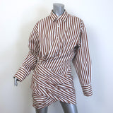 Monse Striped Wrap Shirtdress Brown & White Poplin Size 6