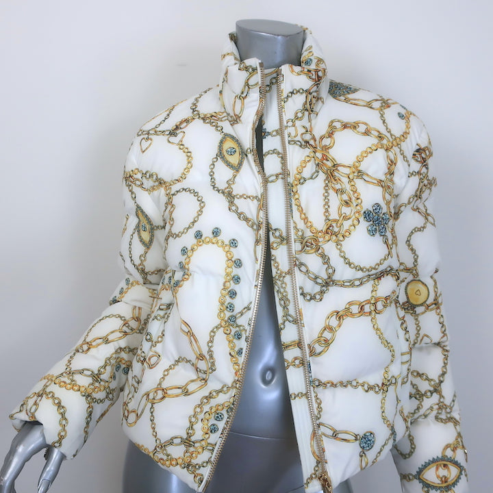 Moose Knuckles x Jennifer Meyer Edith Chain Print Puffer Jacket 