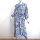 Natalie Martin Alex Midi Dress Blue/Cream Leaf Print