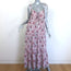 Natalie Martin January Tiered Maxi Dress White/Pink Floral Print Silk Size Large