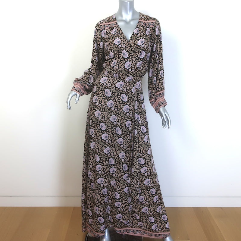 Natalie Martin Kate Maxi Wrap Dress Black Floral 