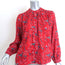 Natalie Martin Tolan Shirt Red Floral Print Silk Size Extra Small NEW