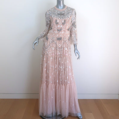 Needle & Thread Dragonfly Garden Beaded & Embroidered Tulle Gown Pink Size 8