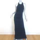 Nicole Miller Blades Open-Back Halter Gown Navy