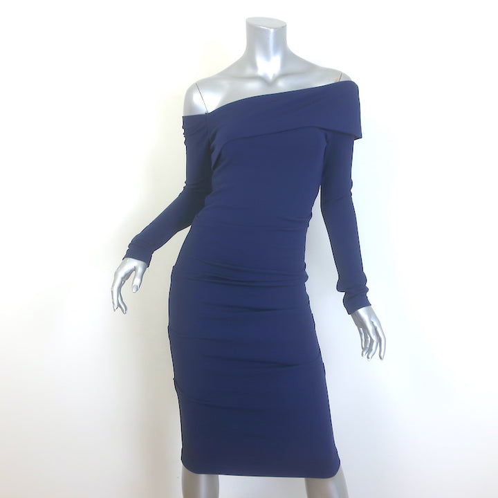 Nicole Miller Structured Off the Shoulder Dress Navy 