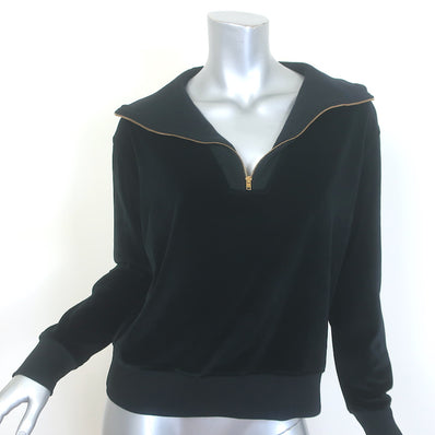 Nili Lotan Bentley Velour Quarter Zip Sweatshirt 