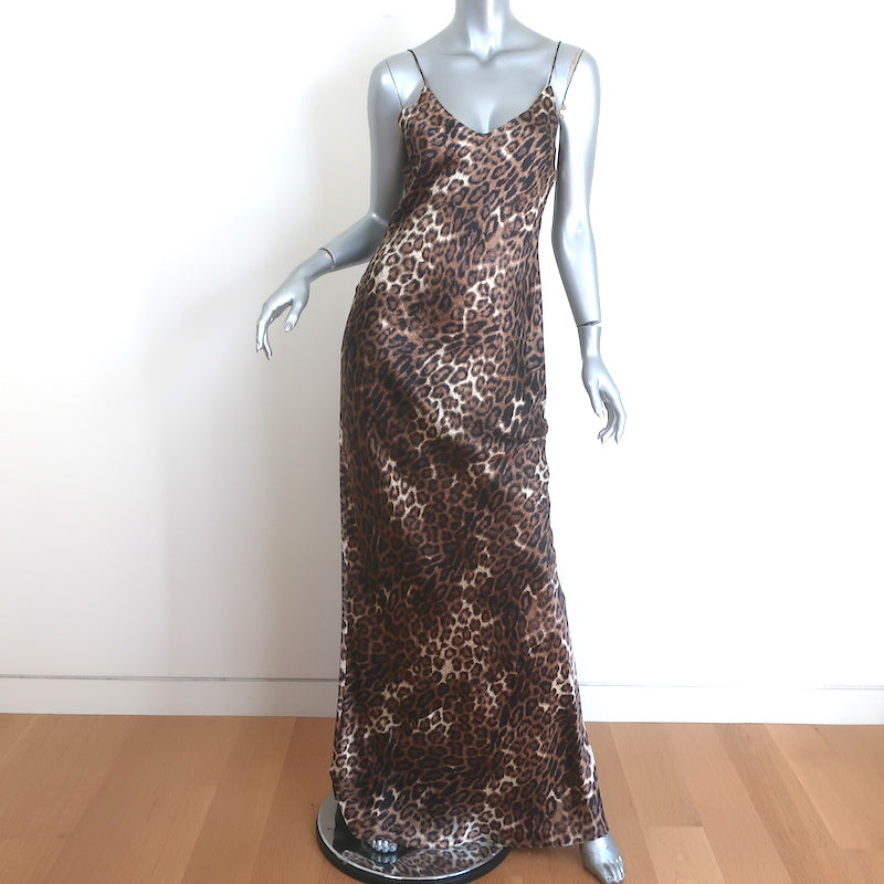 nili lotan slip dress Nili Lotan Cami Gown Leopard Print Silk Satin Size Medium V-Neck Maxi –  Celebrity Owned