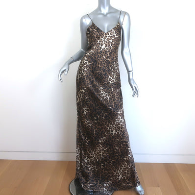 Nili Lotan Cami Gown Leopard Silk Satin Size Medium 