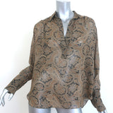 Nili Lotan Colleen Paisley Print Collared Blouse Brown Silk Size Small