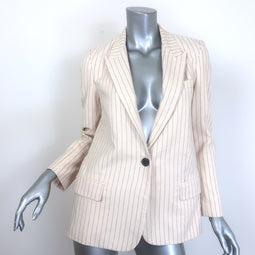 Nili Lotan Don Pinstriped Blazer Ecru Cotton Size 4