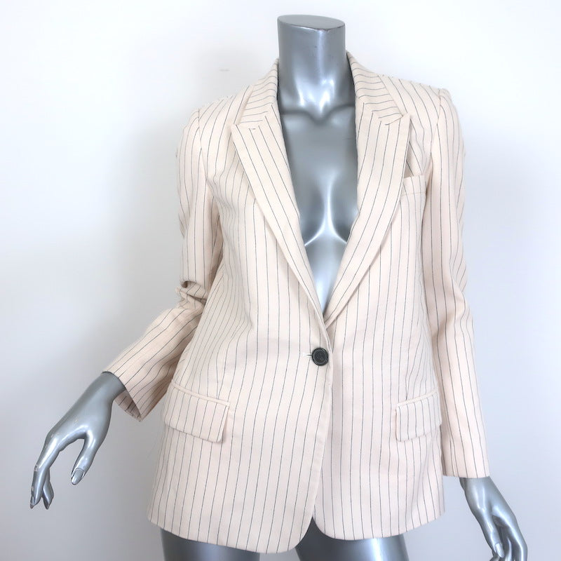 Nili Lotan Don Pinstriped Blazer Ecru Cotton Size 4