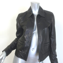 Nili Lotan Freddie Zip-Up Leather Jacket Black Size Small