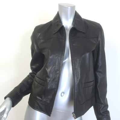 Nili Lotan Freddie Zip-Up Leather Jacket Black Size Small