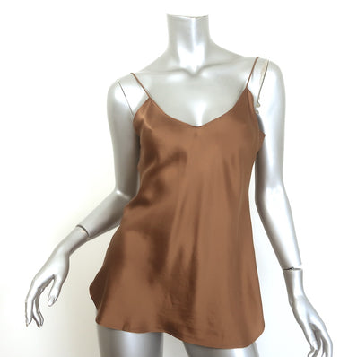 Nili Lotan Isabella Cami Gold Silk Satin Size Medium V-Neck Tank Top