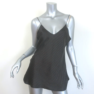 Nili Lotan Isabella Polka Dot Tank Top Black Silk Satin Size Large