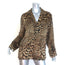 Nili Lotan Juste Leopard Print Silk Satin Pajama Shirt Brown Size Medium